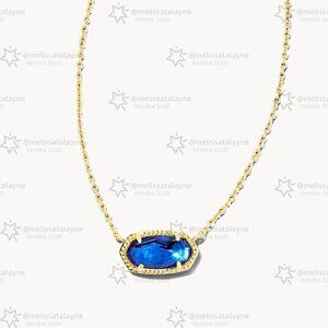 Elisa Gold Pendant Necklace in Navy Abalone